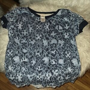 Lucky Brand Blue Floral Pajama Top